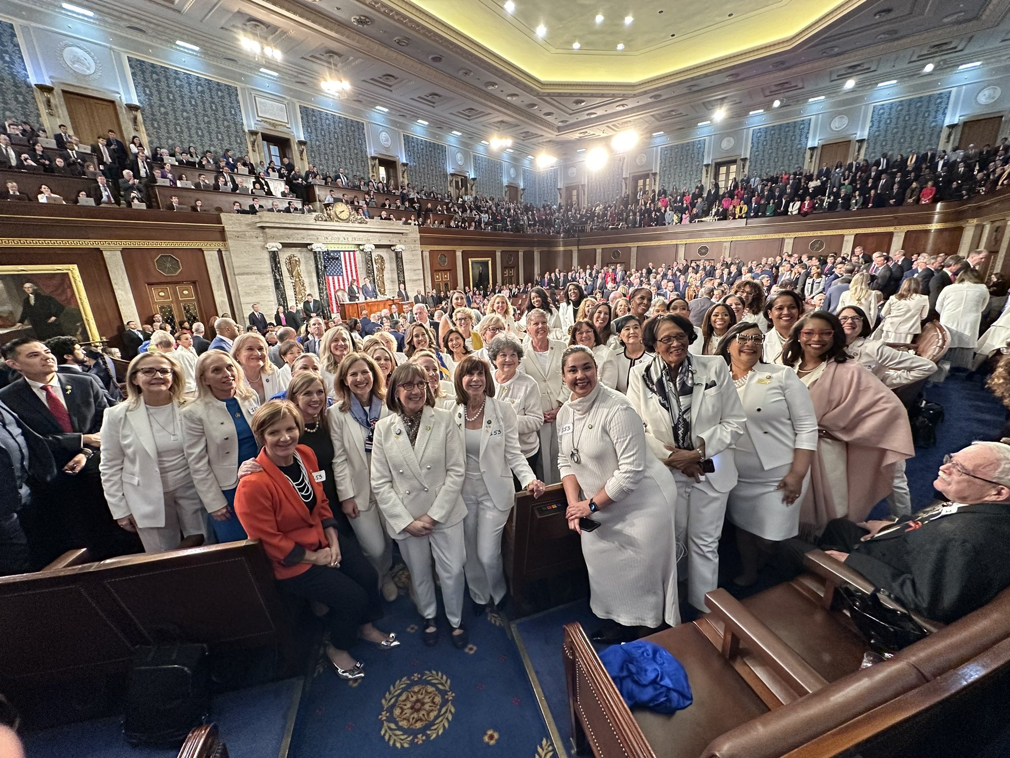 House Democratic women wear suffragette white to President Biden's 2024 State of the Union